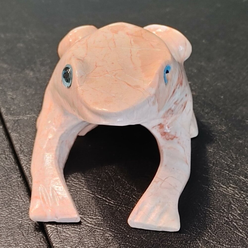 Pink Marble Frog Figurine
